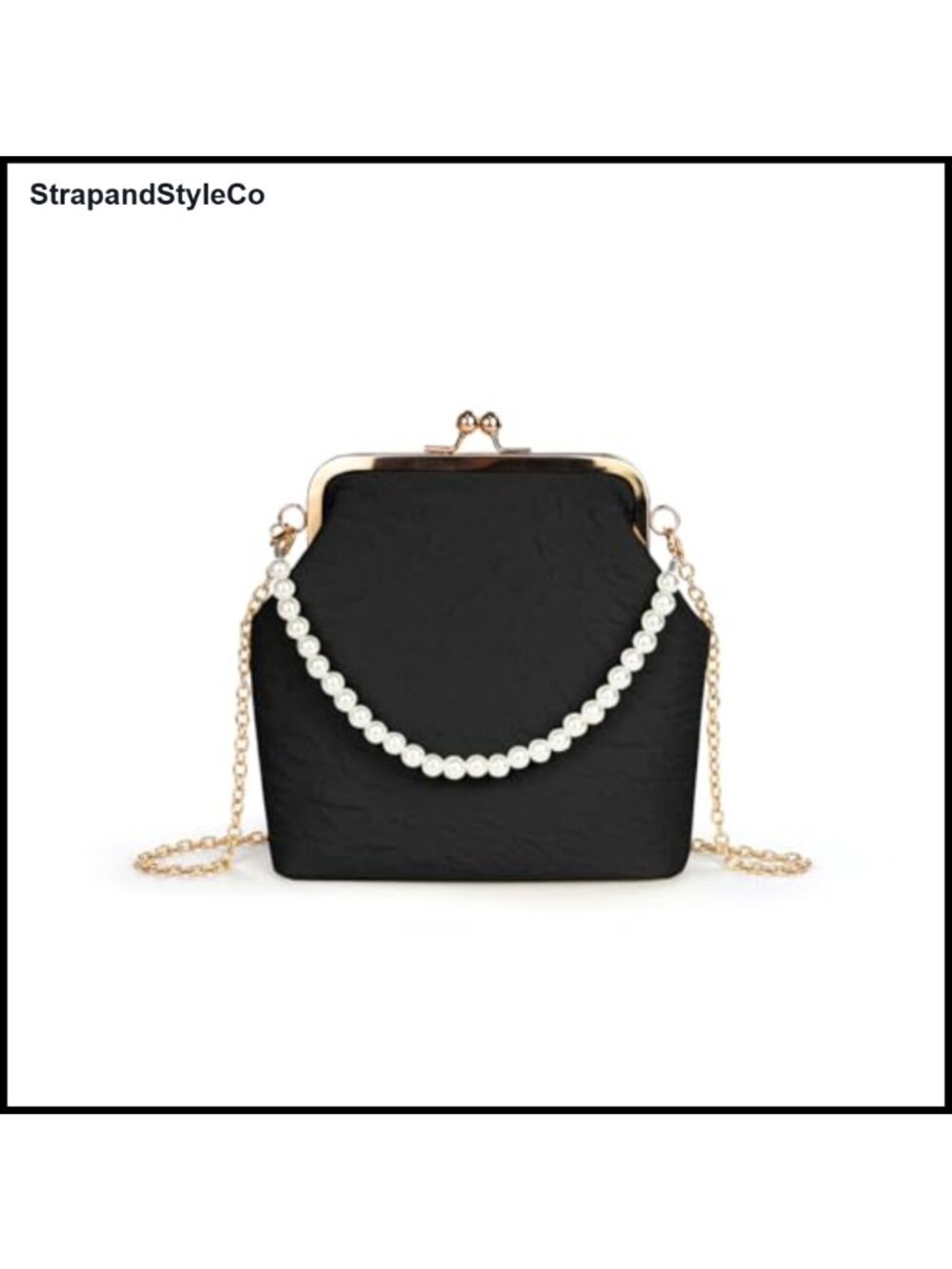 Pearl Crossbody Evening Clutch Purse Embossed Polyester Women's Handbag
